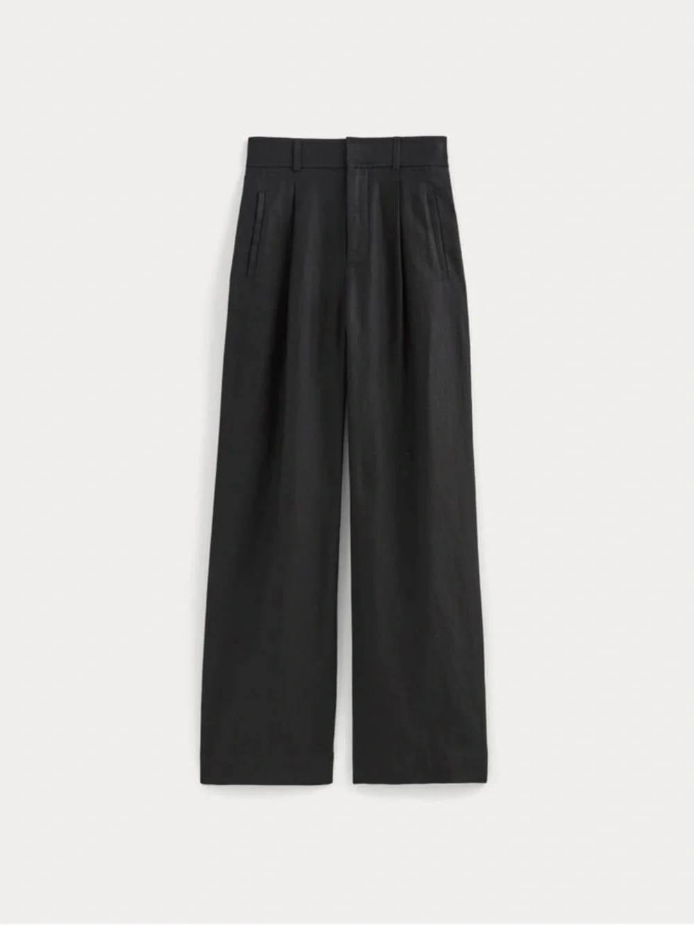 Everlane The Linen Way-High Drape Pant Trousers Lightweight Black Wide Leg
